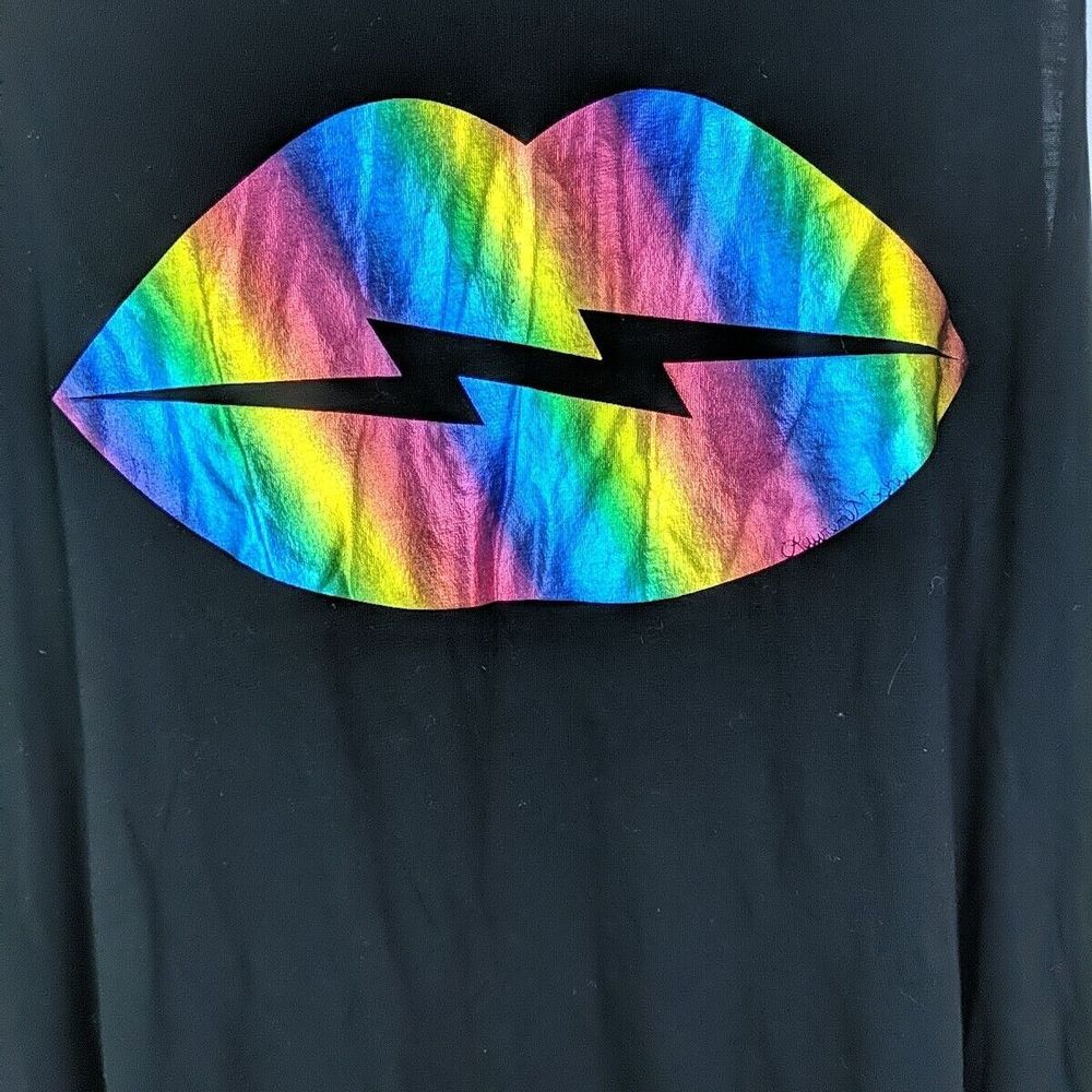 Lauren Moshi Hi Lo Dress Electric Lips Rainbow Size XL Lightning Tshirt Knit - Picture 9 of 10